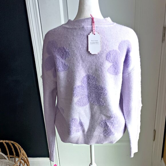 NEW! NANETTE LEPORE FUZZY FLOWER & PEARL SWEATER - Picture 5 of 6